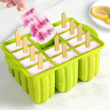 Load image into Gallery viewer, BPA-Free Silicone Popsicle Molds 12-Piece Set - Green