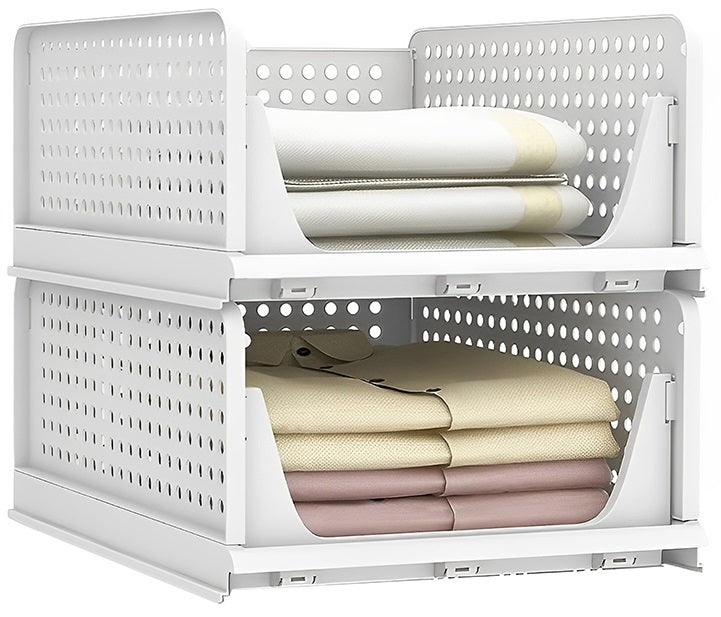 STORFEX Stackable Plastic Storage Baskets - 2 Pack