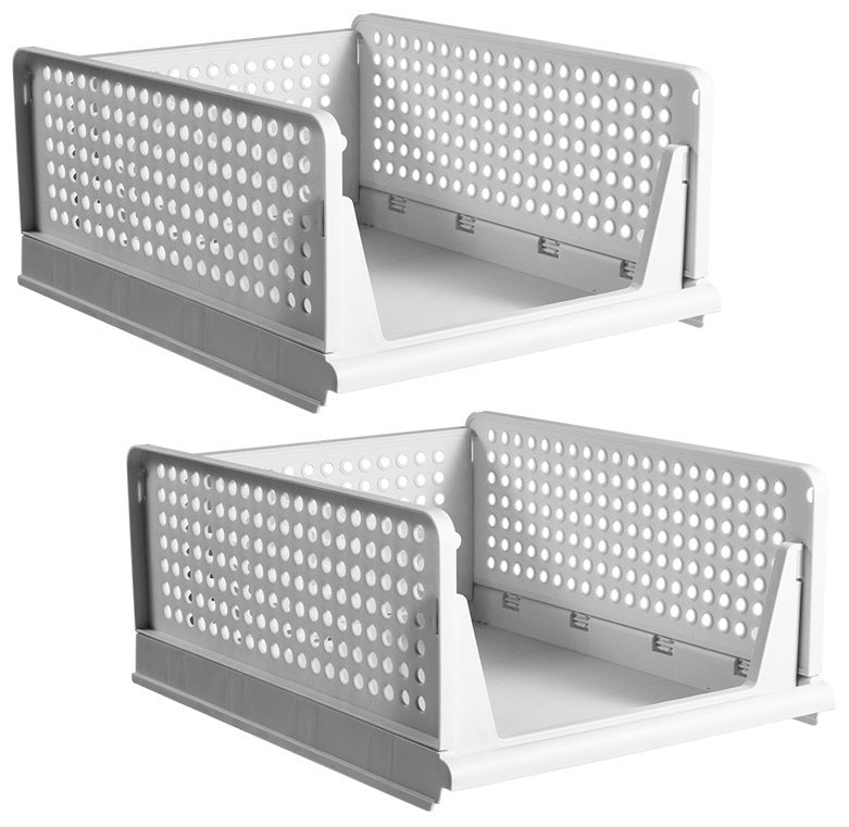 STORFEX Stackable Plastic Storage Baskets - 2 Pack
