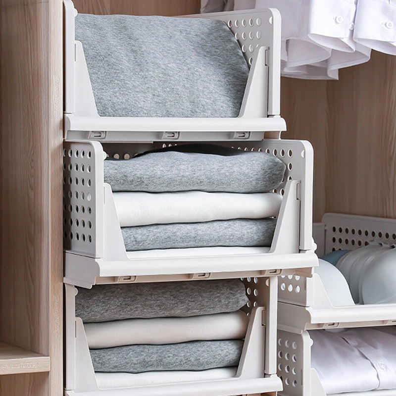 STORFEX Stackable Plastic Storage Baskets - 2 Pack