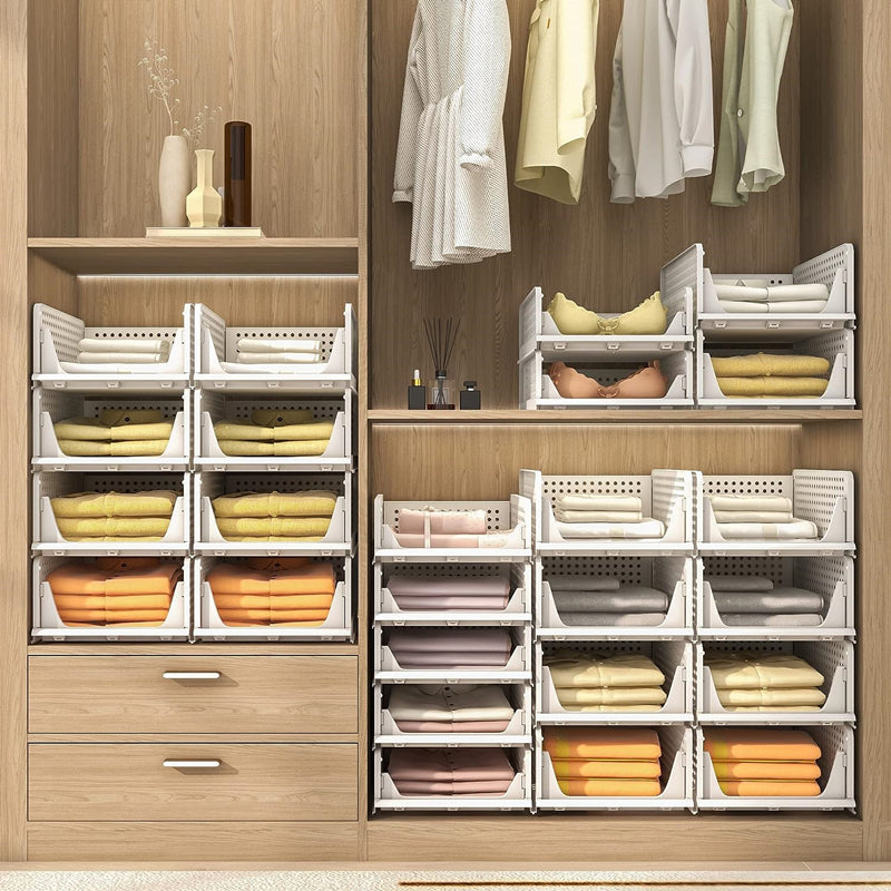 STORFEX Stackable Plastic Storage Baskets - 2 Pack