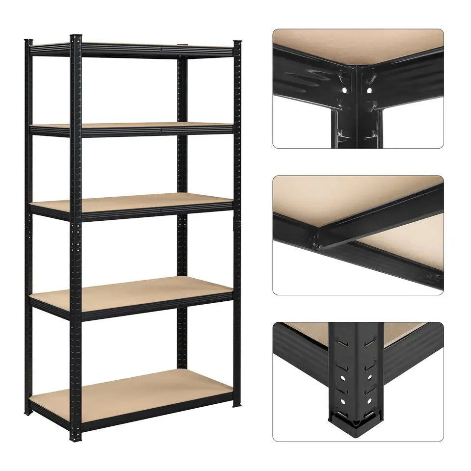 5-Tier Adjustable Boltless Garage Shelving Unit - Black