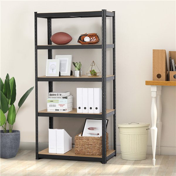 5-Tier Adjustable Boltless Garage Shelving Unit - Black