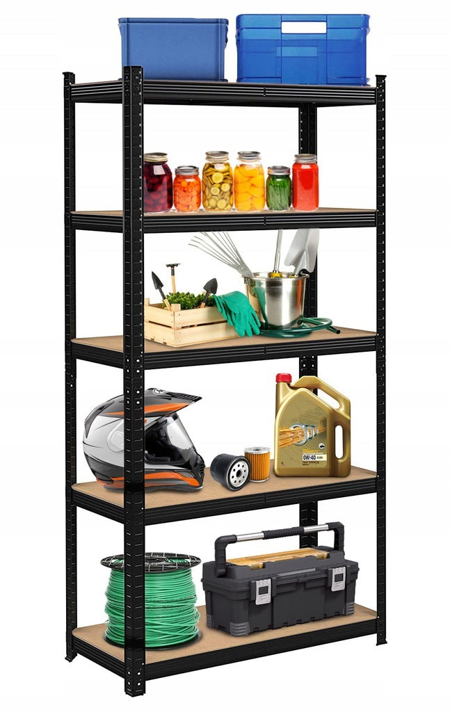 5-Tier Adjustable Boltless Garage Shelving Unit - Black