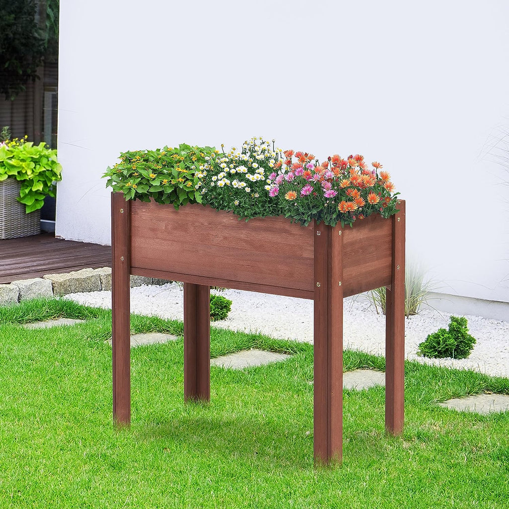 Fraser Country Solid Wood Raised Garden Bed & Elevated Planter Box- Espresso