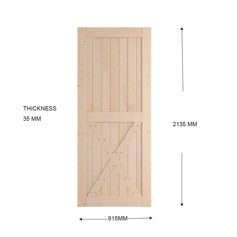 Fraser Country X Shape Wood Barn Door with Installation Hardware Kit
