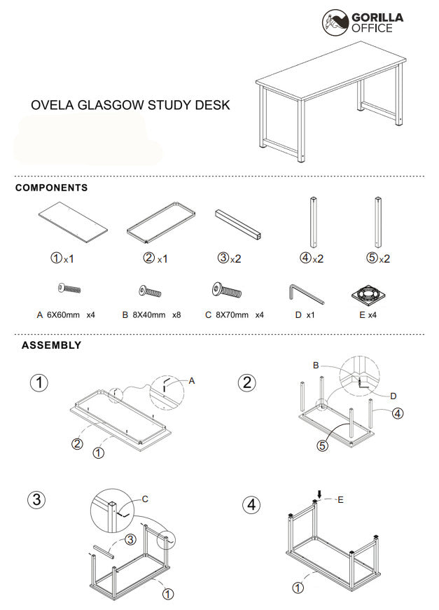 Ovela: Glasgow Study Desk (Walnut/White)