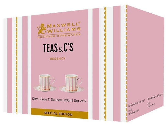 Maxwell & Williams: Teas & C's Regency Demi Cup & Saucer Set - Pink (100ml) (Set of 2)