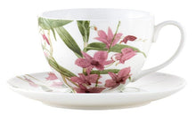 Load image into Gallery viewer, Maxwell &amp; Williams: Royal Botanic Gardens Australian Orchids Cup &amp; Saucer - Pink (240ml)