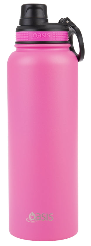 Oasis: Stainless Steel Double Wall Insulated Challenger Bottle Screw Cap - Neon Pink (1.1L) - D.Line