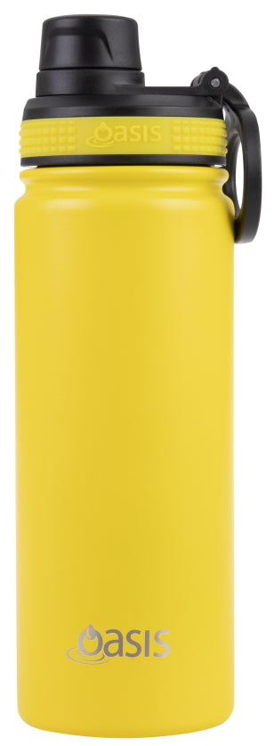 Oasis: Stainless Steel Double Wall Insulated Challenger Bottle Screw Cap - Neon Yellow (550ml) - D.Line