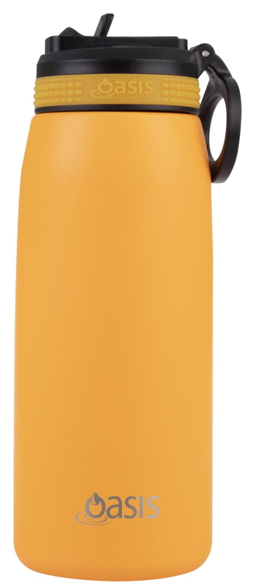 Oasis: Stainless Steel Insulated Sports Bottle W/Straw - Neon Orange (780ml) - D.Line