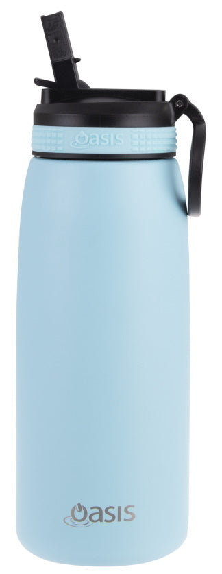 Oasis: Stainless Steel Insulated Sports Bottle W/Straw - Island Blue (780ml)