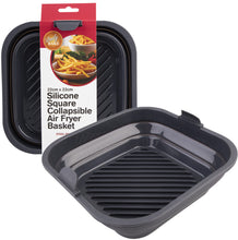 Load image into Gallery viewer, Daily Bake: Silicone Square Collapsible Air Fryer Basket - Charcoal (22x22cm)
