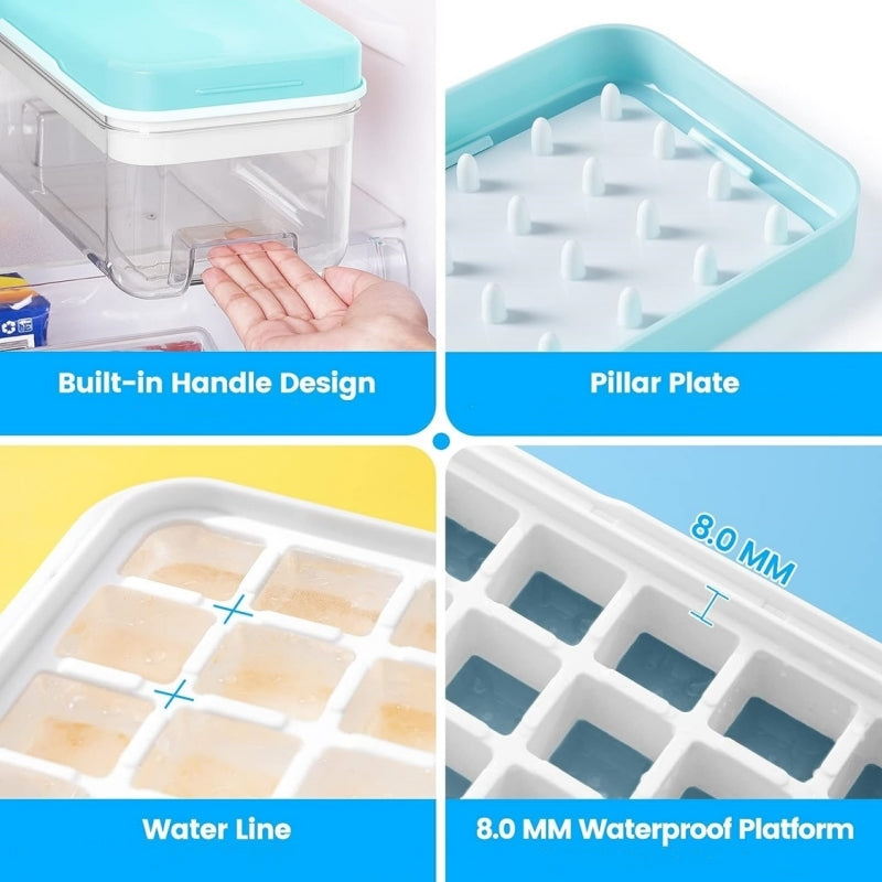 STORFEX 2-Tier Stackable Ice Cube Tray Set - Blue