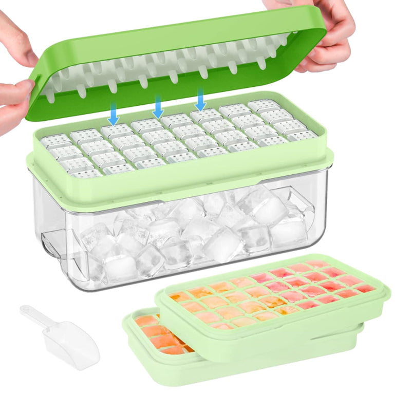 STORFEX 2-Tier Stackable Ice Cube Tray Set - Green