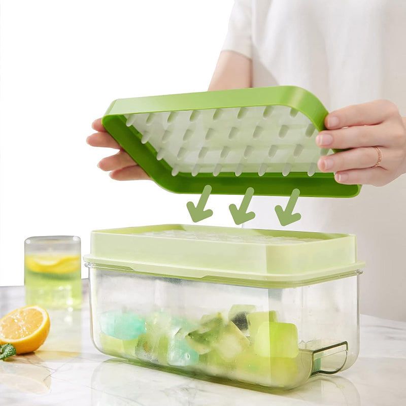STORFEX 2-Tier Stackable Ice Cube Tray Set - Green