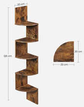 Load image into Gallery viewer, Vasagle Floating Corner Shelf - 5-Tier (Rustic Brown)