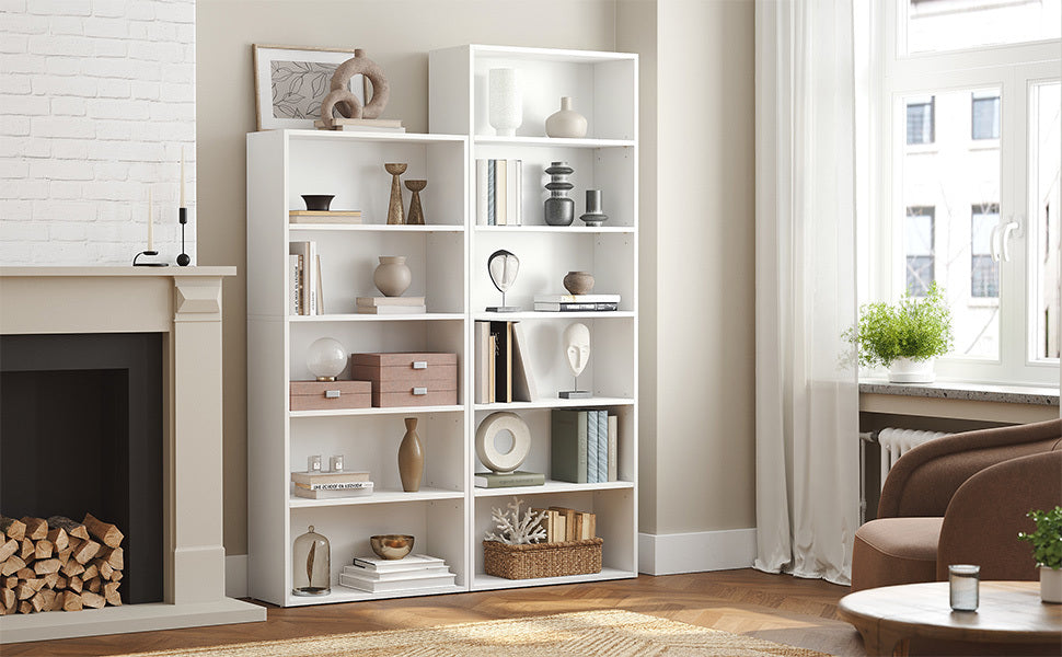 VASAGLE 6-Tier Open Bookcase with Adjustable Storage Shelves - White