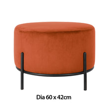Load image into Gallery viewer, Fraser Country Velvet Round Ottoman - Terracotta