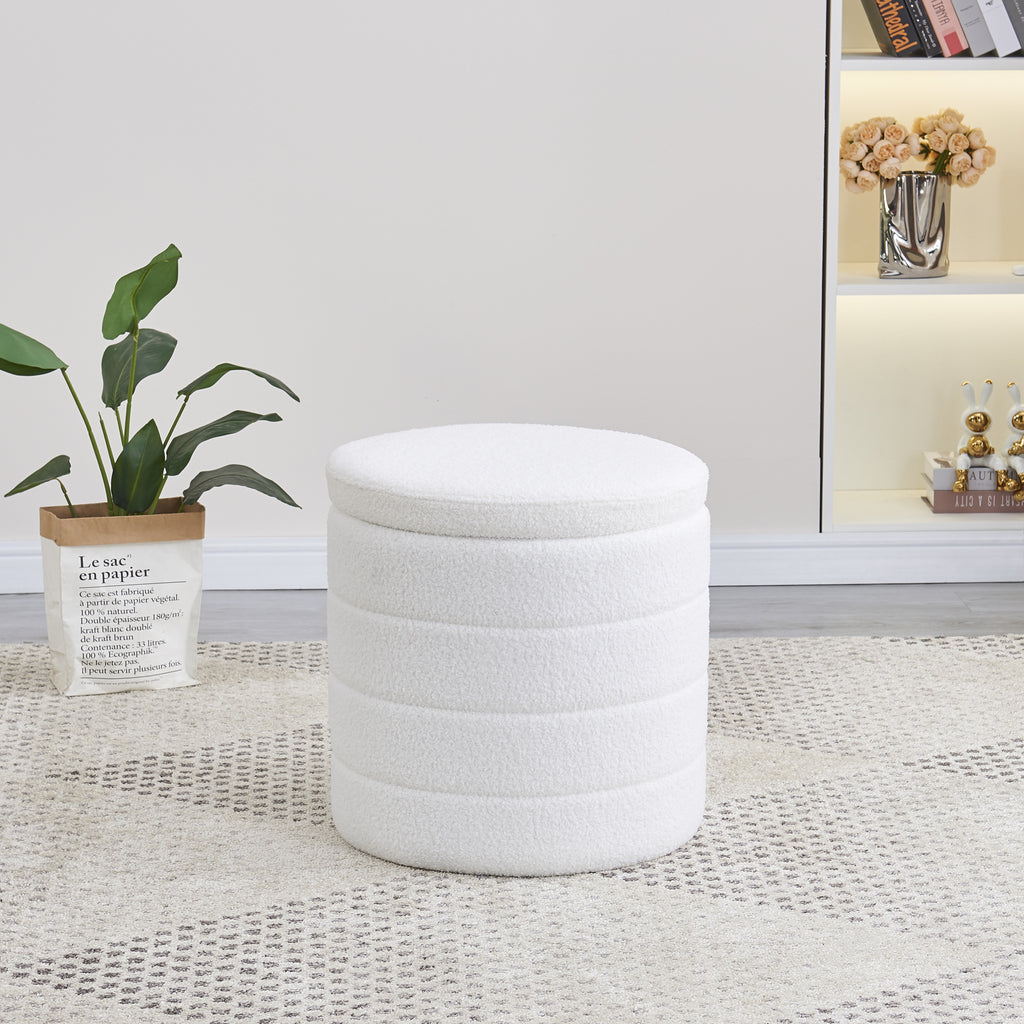 Fraser Country Boucle Ottoman - White