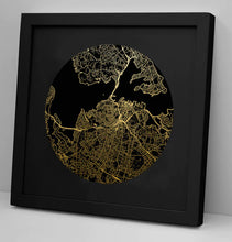 Load image into Gallery viewer, Auckland Mapscape Framed Foil Print (Black) - 100 Percent NZ