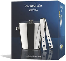 Load image into Gallery viewer, Maxwell &amp; Williams: Cocktail &amp; Co Ice Bucket With Lid &amp; Tongs - Stainless Steel (1.2L)