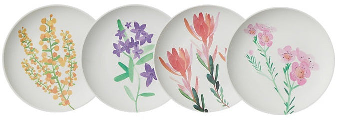 Maxwell & Williams: Wildflowers Bamboo Plate Set - Assorted Colours (20cm) (Set of 4)