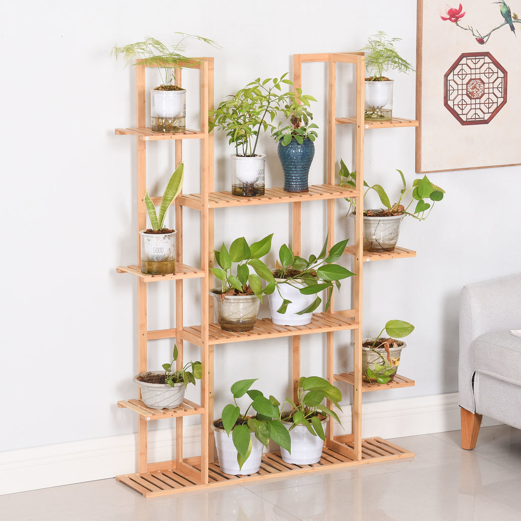 Bamboo Multi-Tiered Plant Shelf - Large