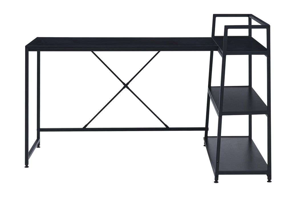 Gorilla Office: Computer Desk Large Reversible Corner Desk Open Storage Shelves Space-Saver-Black