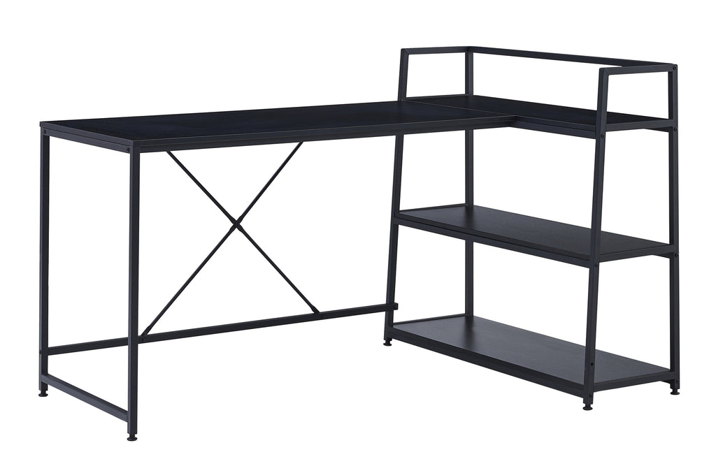 Gorilla Office: Computer Desk Large Reversible Corner Desk Open Storage Shelves Space-Saver-Black