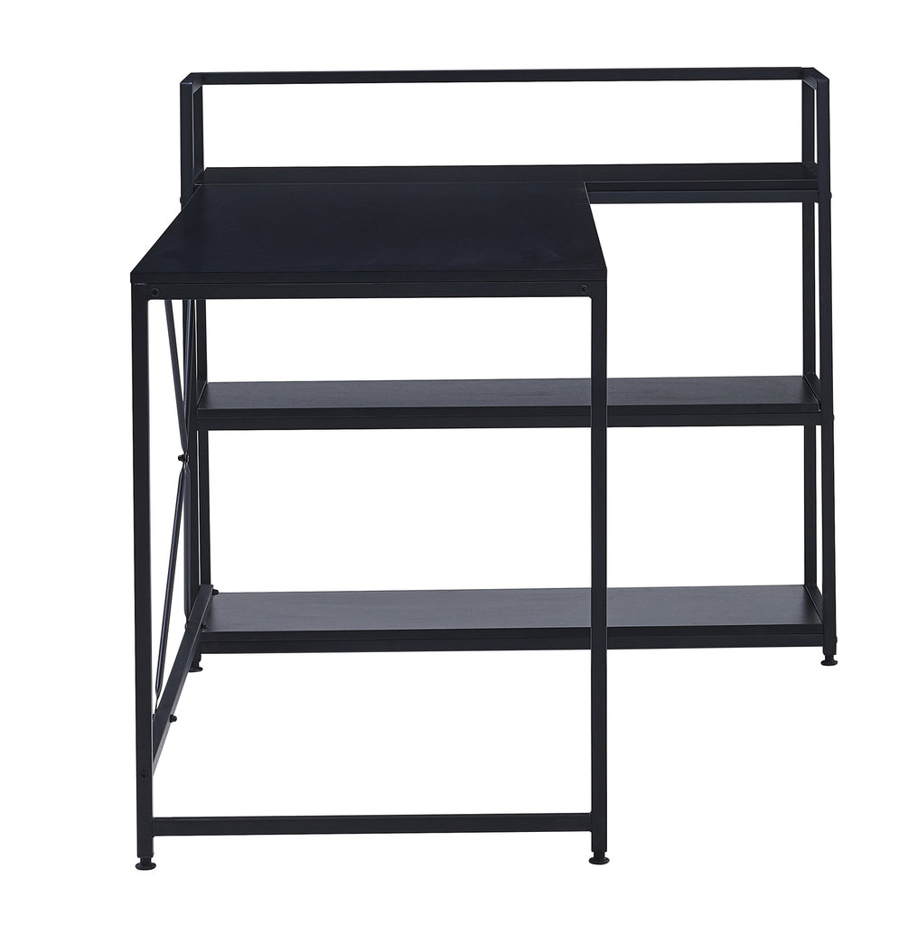 Gorilla Office: Computer Desk Large Reversible Corner Desk Open Storage Shelves Space-Saver-Black