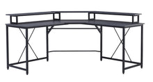 Load image into Gallery viewer, Gorilla Office: Long Corner Desk with Monitor Stand - Black/ Grey Walnut
