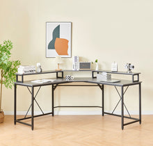 Load image into Gallery viewer, Gorilla Office: Long Corner Desk with Monitor Stand - Black/ Grey Walnut