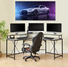 Load image into Gallery viewer, Gorilla Office: Long Corner Desk with Monitor Stand - Black/ Grey Walnut