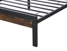 Load image into Gallery viewer, Fraser Country Single Metal Bed Frame with Wooden Rustic Brown Headboard &amp; Footboard - Black