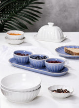 Load image into Gallery viewer, Ladelle: Marguerite 4 Piece White Bowl &amp; Tray Set