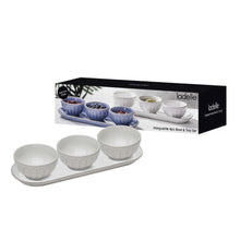 Load image into Gallery viewer, Ladelle: Marguerite 4 Piece White Bowl &amp; Tray Set