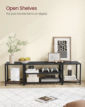 Load image into Gallery viewer, Vasagle 1.8M Large Television Stand With Shelves - Black with Wood Grain