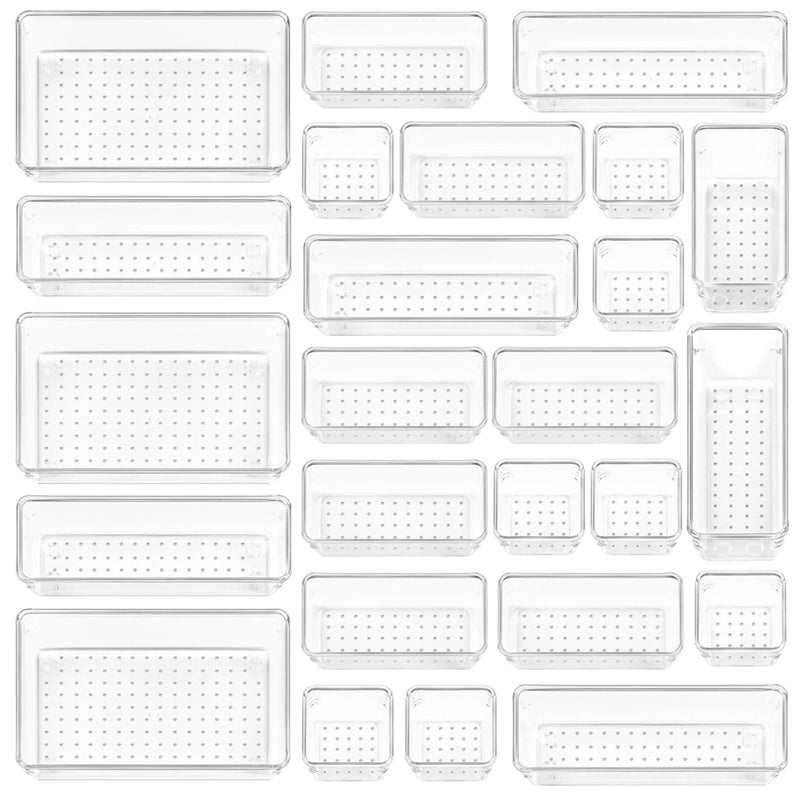 STORFEX Multifunctional Clear Plastic Drawer Organizers Set