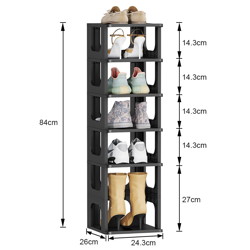 STORFEX 5 Tier Plastic Shoe Rack Storage Rack - Black
