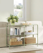 Load image into Gallery viewer, VASAGLE 1M Console Table with Tempered Glass - Laurel Green and Transparent