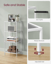Load image into Gallery viewer, VASAGLE 4-Tier Bookshelf with Tempered Glass - Pearl White and Slate Gray