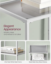 Load image into Gallery viewer, VASAGLE 4-Tier Bookshelf with Tempered Glass - Pearl White and Slate Gray