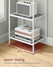 Load image into Gallery viewer, VASAGLE 4-Tier Bookshelf with Tempered Glass - Pearl White and Slate Gray