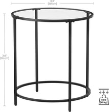 Load image into Gallery viewer, VASAGLE Round Metal Side Tables with Tempered Glass Set of 2 - Black