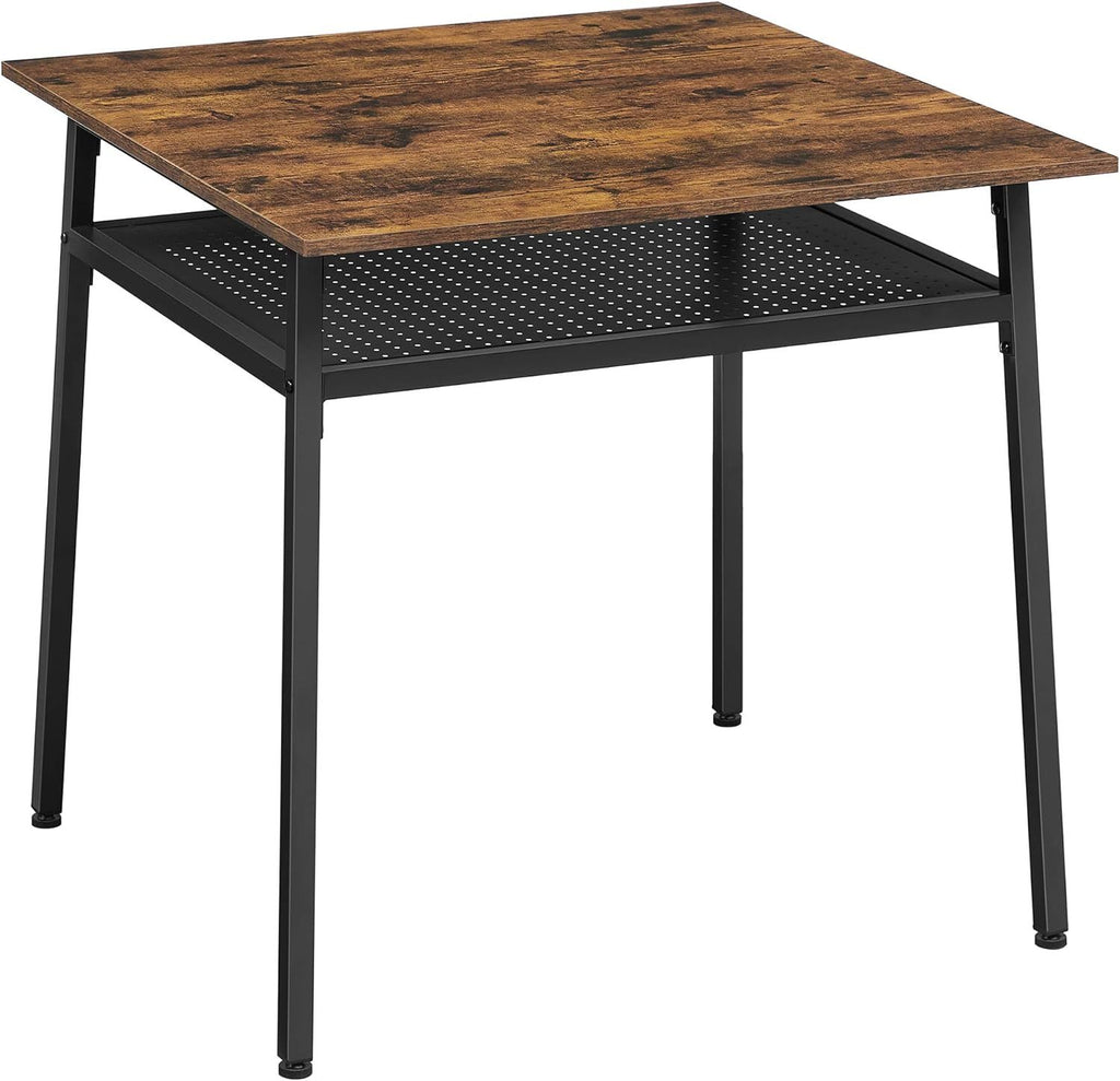 VASAGLE Square Dining Table - Rustic Brown and Black