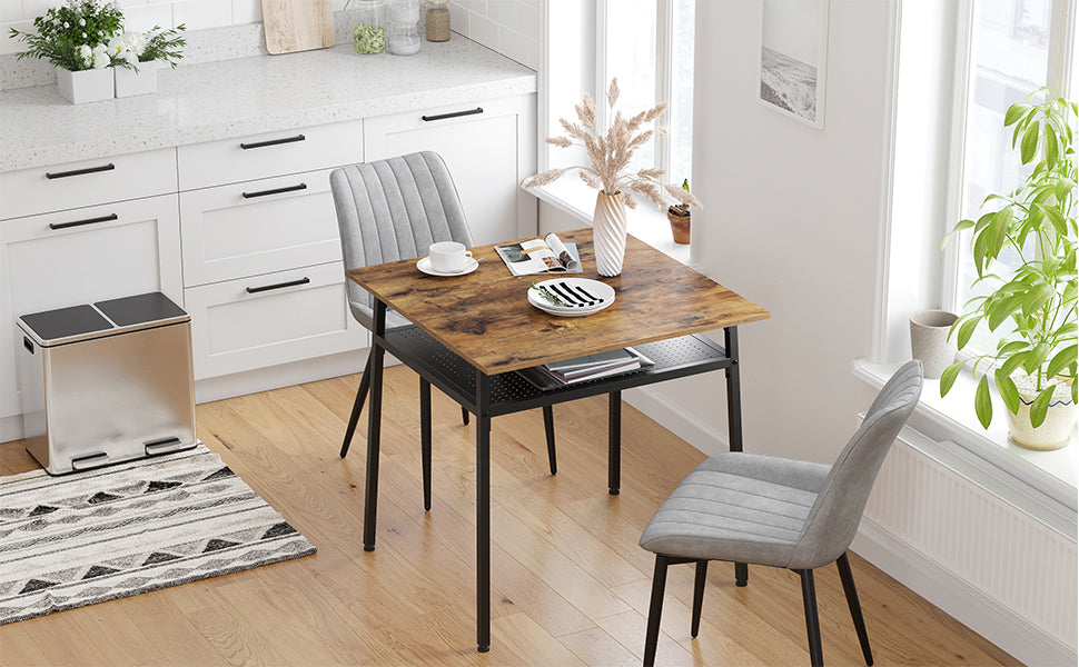 VASAGLE Square Dining Table - Rustic Brown and Black