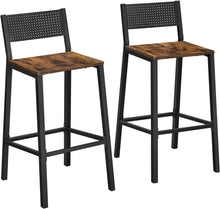 Load image into Gallery viewer, Vasagle Bar Stools with Backrests Set of 2 - Rustic Brown/Black