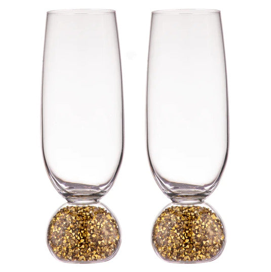 Kiara: Gold Champagne Glass Set - Ladelle